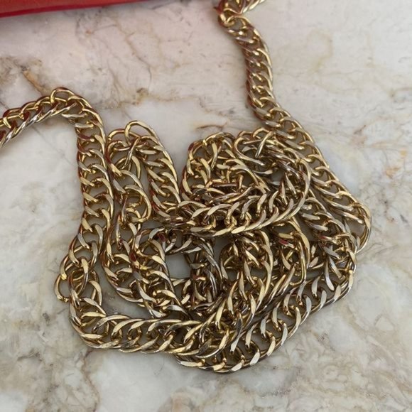 Vintage High?Fashion Quilted Red Leather Chain Strap Box Bag - Picture 8 of 10